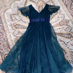 Green/purple tulle full length dress 14